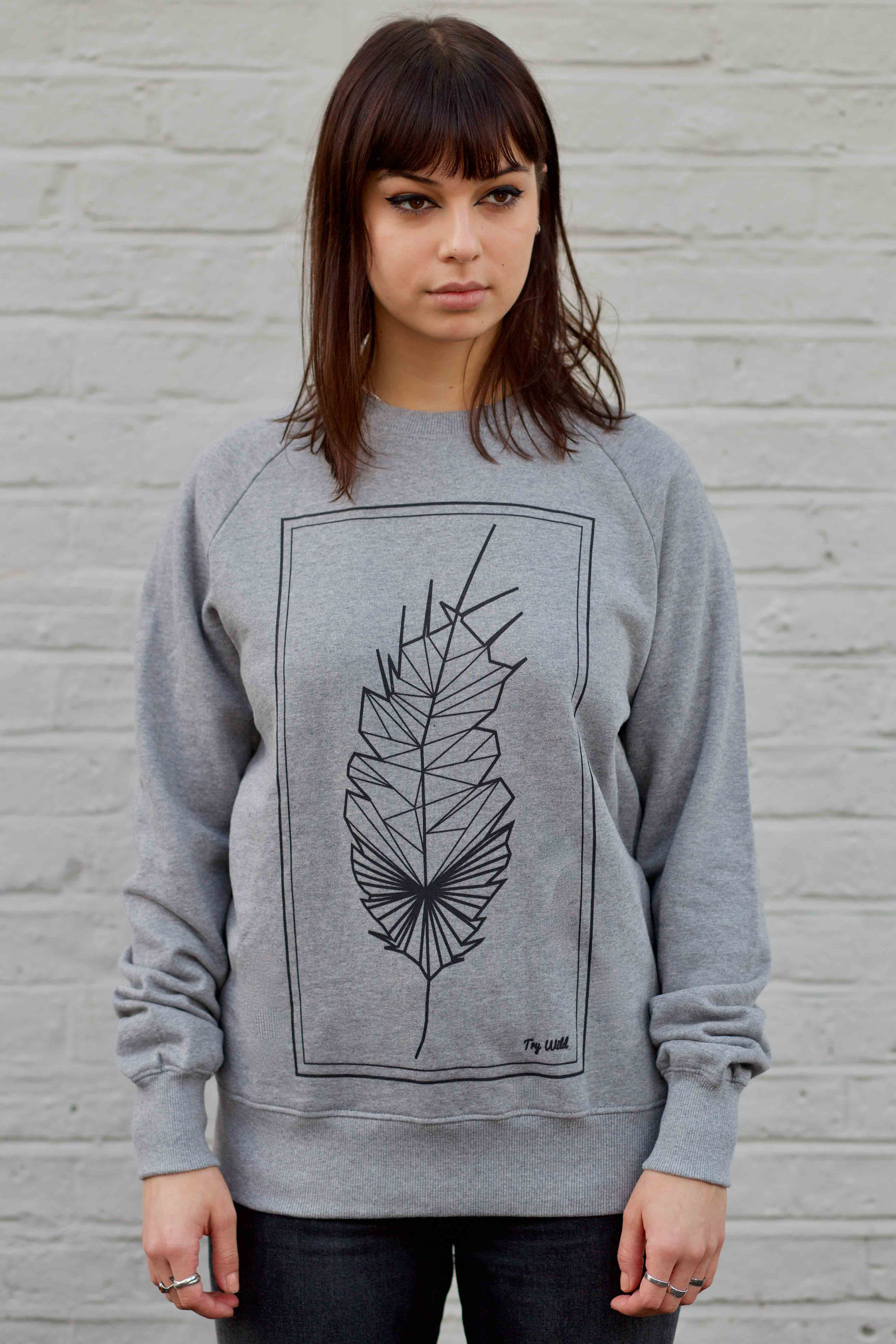 Geometric Feather - Black Print - try wild